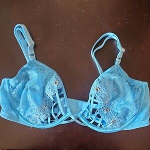 Victoria's Secret Blue Lace Unlined Bra - 34D